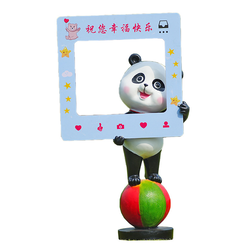 Gardening Tools Cartoon - Cartoon panda ornamento scultura in fibra