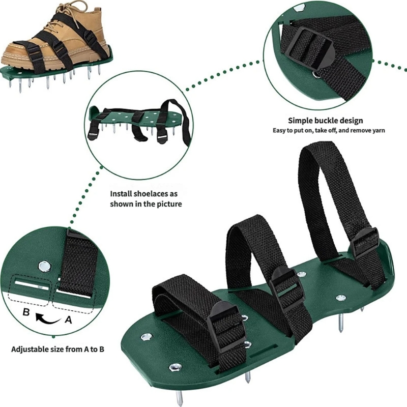 Gardening Tools Description - Scarpe aeratore per erba con cinghie