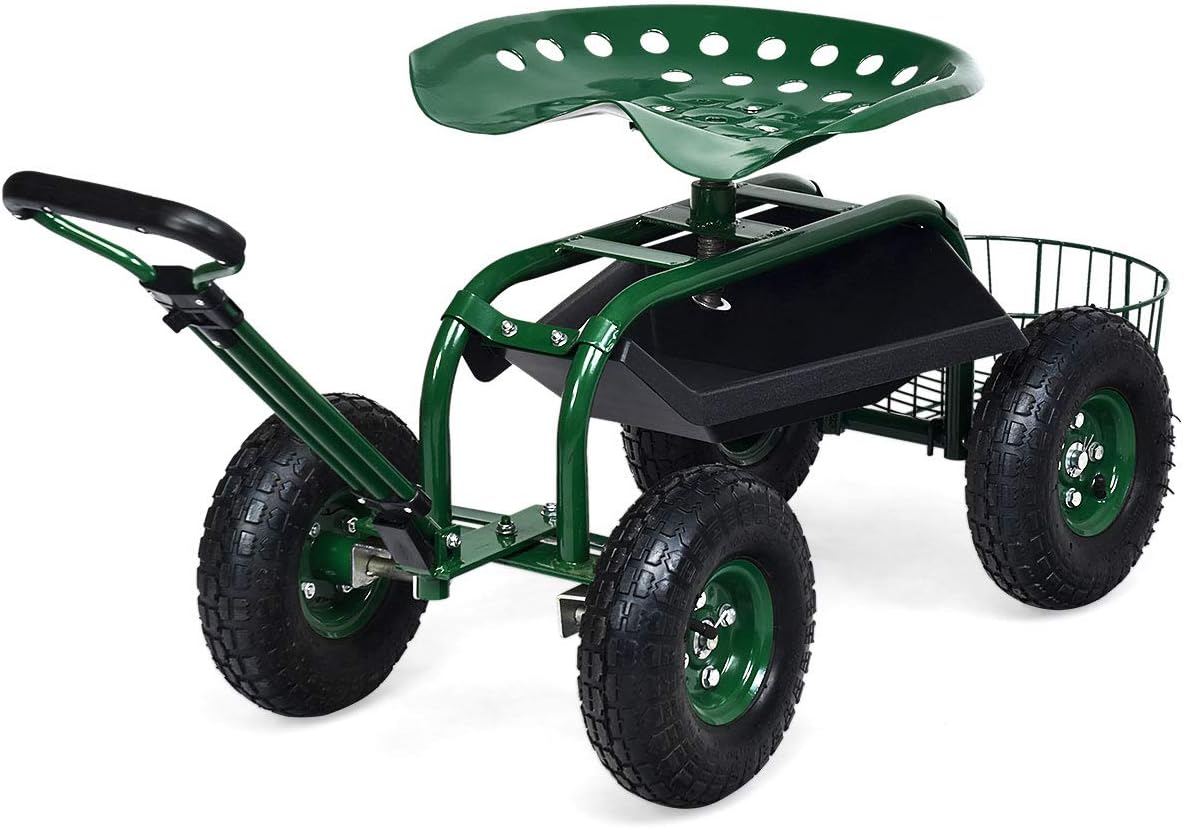 Gardening Tools Basket - Carrello da Giardino con Sedile, Sgabello