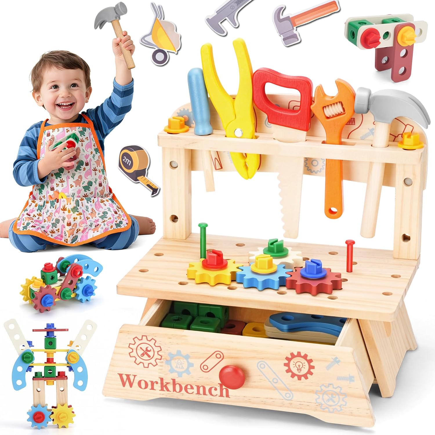 Gardening Tools Kids Set - Panca per attrezzi in legno per